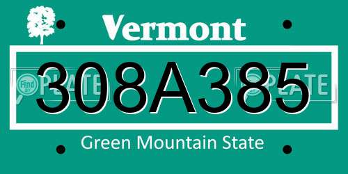 308A385 Vermont License Plate
