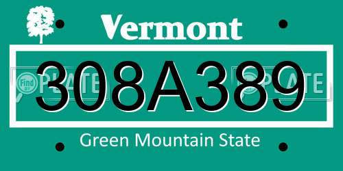 308A389 Vermont License Plate