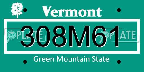 308M61 Vermont License Plate