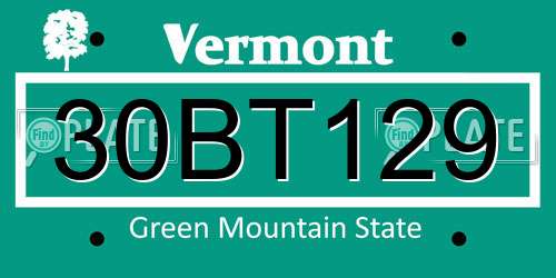 30BT129 Vermont License Plate
