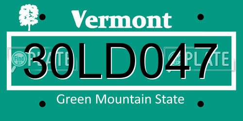 30LD047 Vermont License Plate