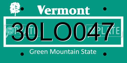 30LO047 Vermont License Plate