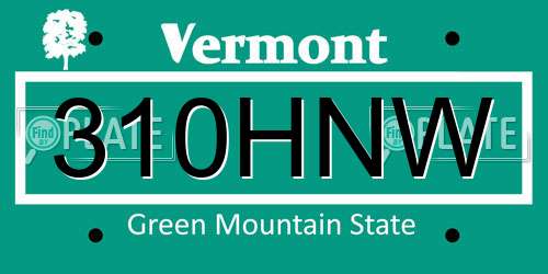 310HNW Vermont License Plate