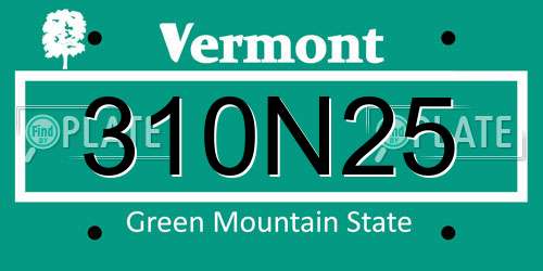 310N25 Vermont License Plate