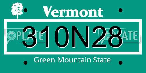 310N28 Vermont License Plate