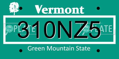 310NZ5 Vermont License Plate