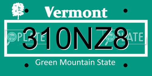 310NZ8 Vermont License Plate