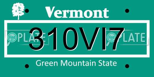 310VI7 Vermont License Plate