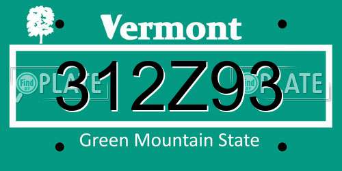 312Z93 Vermont License Plate