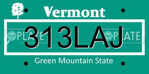 313LAJ Vermont License Plate