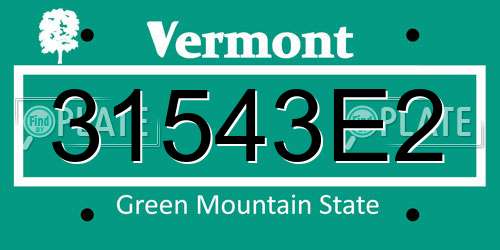 31543E2 Vermont License Plate