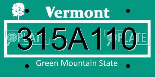 315A110 Vermont License Plate