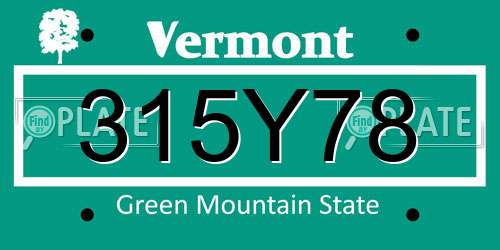 315Y78 Vermont License Plate