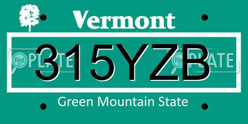 315YZB Vermont License Plate