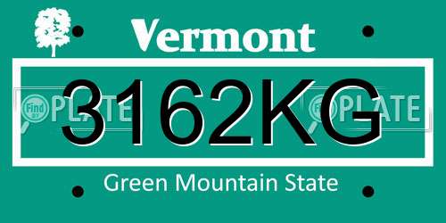 3162KG Vermont License Plate