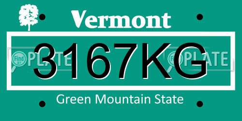 3167KG Vermont License Plate