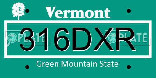 316DXR Vermont License Plate