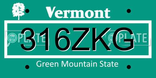 316ZKG Vermont License Plate