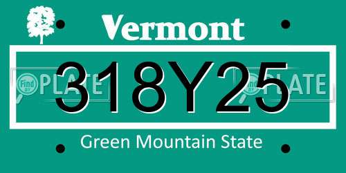 318Y25 Vermont License Plate