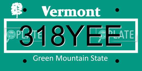 318YEE Vermont License Plate