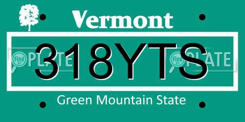 318YTS Vermont License Plate