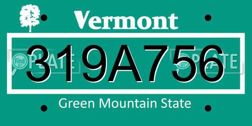 319A756 Vermont License Plate