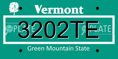 3202TE Vermont License Plate
