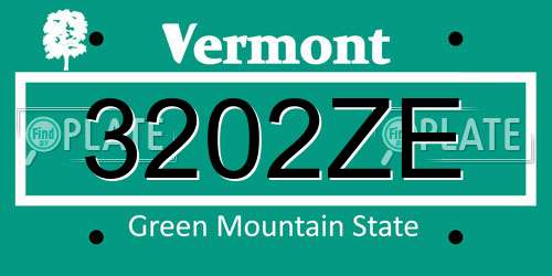 3202ZE Vermont License Plate