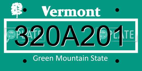 320A201 Vermont License Plate