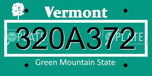 320A372 Vermont License Plate
