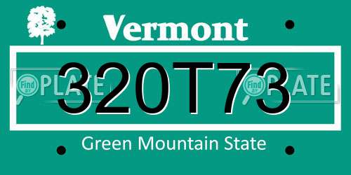 320T73 Vermont License Plate