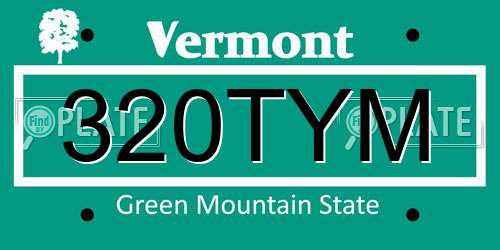 320TYM Vermont License Plate