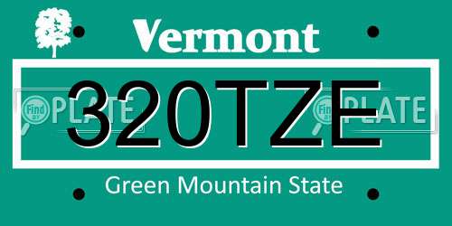 320TZE Vermont License Plate