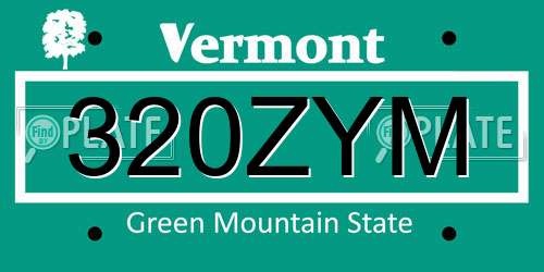 320ZYM Vermont License Plate