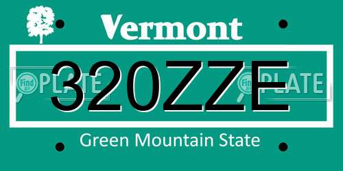 320ZZE Vermont License Plate