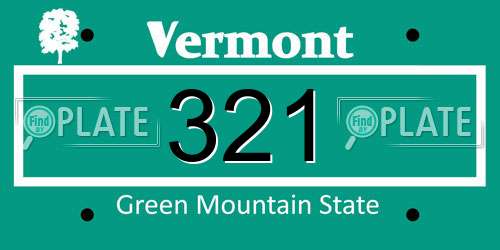 321 Vermont License Plate