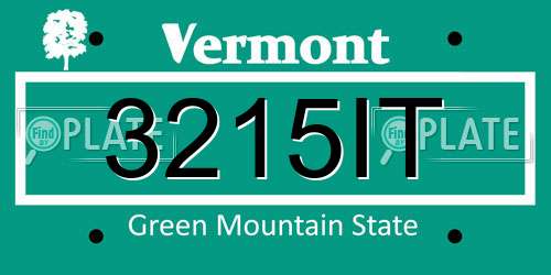 3215IT Vermont License Plate