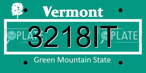 3218IT Vermont License Plate