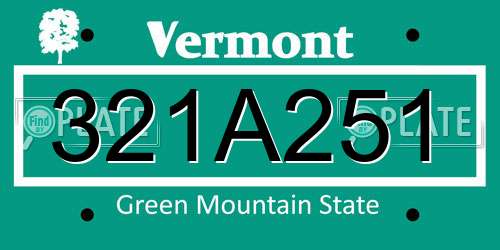 321A251 Vermont License Plate