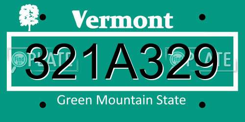 321A329 Vermont License Plate