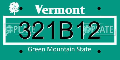 321B12 Vermont License Plate