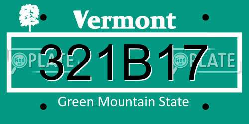 321B17 Vermont License Plate
