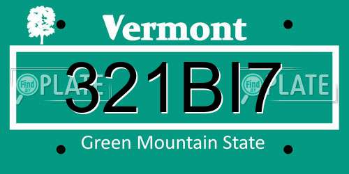 321BI7 Vermont License Plate