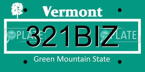 321BIZ Vermont License Plate