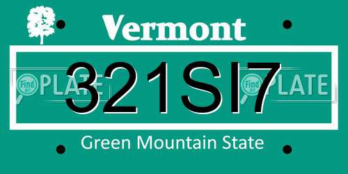 321SI7 Vermont License Plate