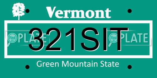 321SIT Vermont License Plate