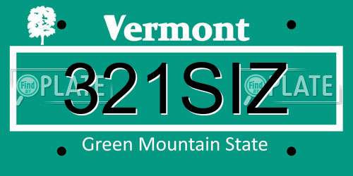 321SIZ Vermont License Plate