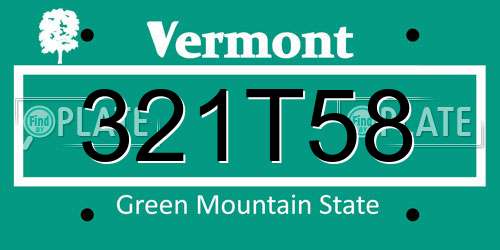 321T58 Vermont License Plate