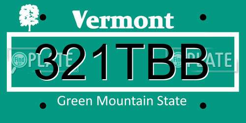 321TBB Vermont License Plate