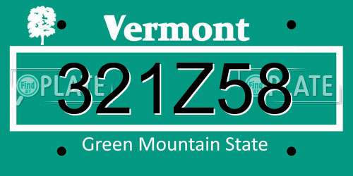 321Z58 Vermont License Plate